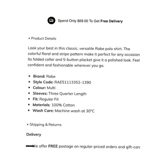 RABE FLORAL & STRIPE PATTERN POLO SHIRT - Picture 8 of 9